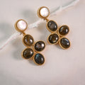 Labradorite dangle gold earrings Statement Handmade jewelry DIORA