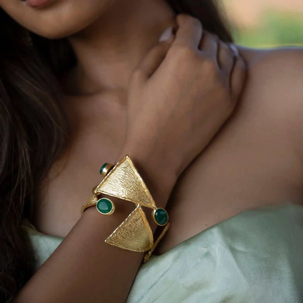 Green Cuff Bracelet | Unique Statement Artisanal jewelry DIORA