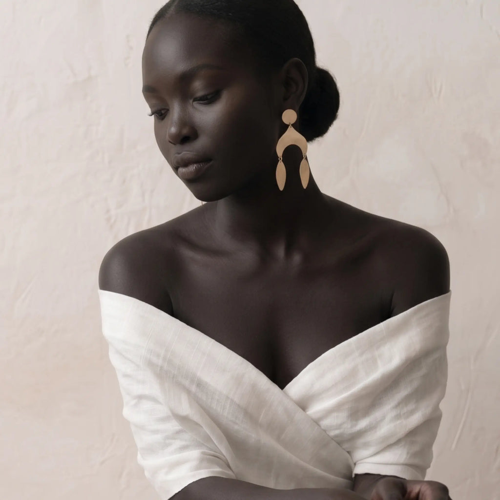 Gold Oversized Drop Earrings | Boho Statement jewelry DIORA