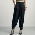 Pleated Satin Balloon Pants
