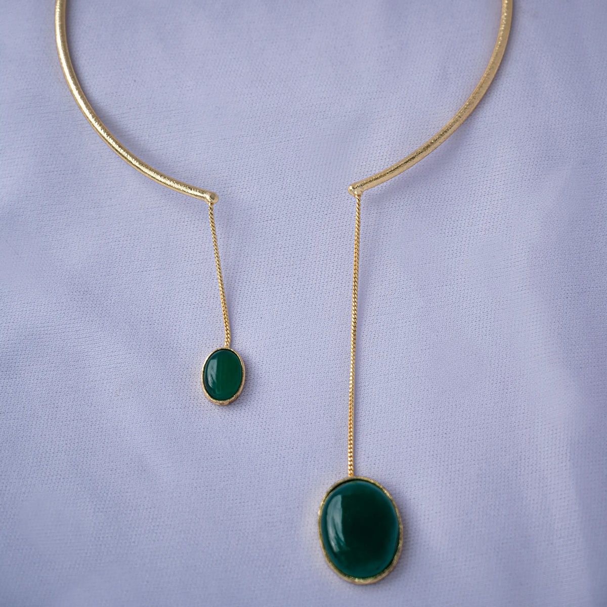 Green Onyx Collar Drop Necklace | Unique statement jewelry DIORA