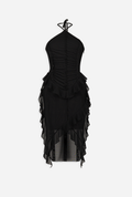 Ria Ruffle Mesh Midi Dress