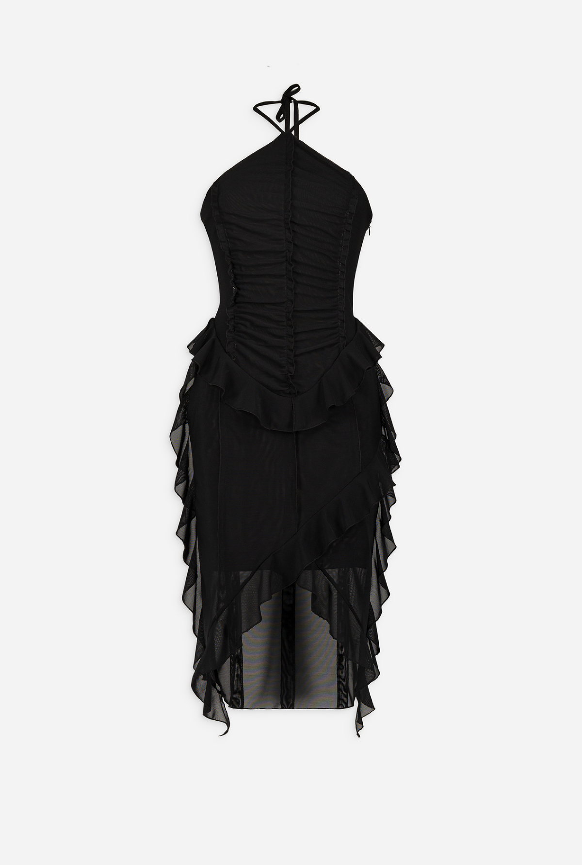 Ria Ruffle Mesh Midi Dress