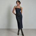 Denim Buckle Midi Dress