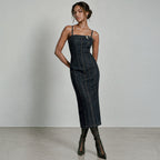 Denim Buckle Midi Dress