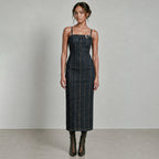 Denim Buckle Midi Dress