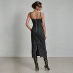 Denim Buckle Midi Dress