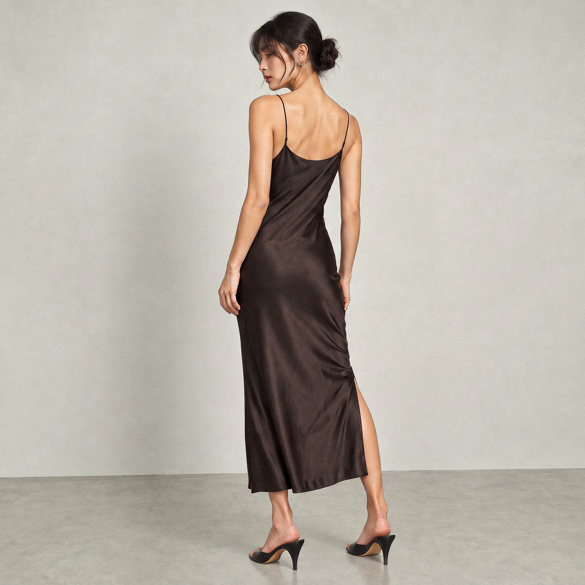 Espresso Silk Midi Dress