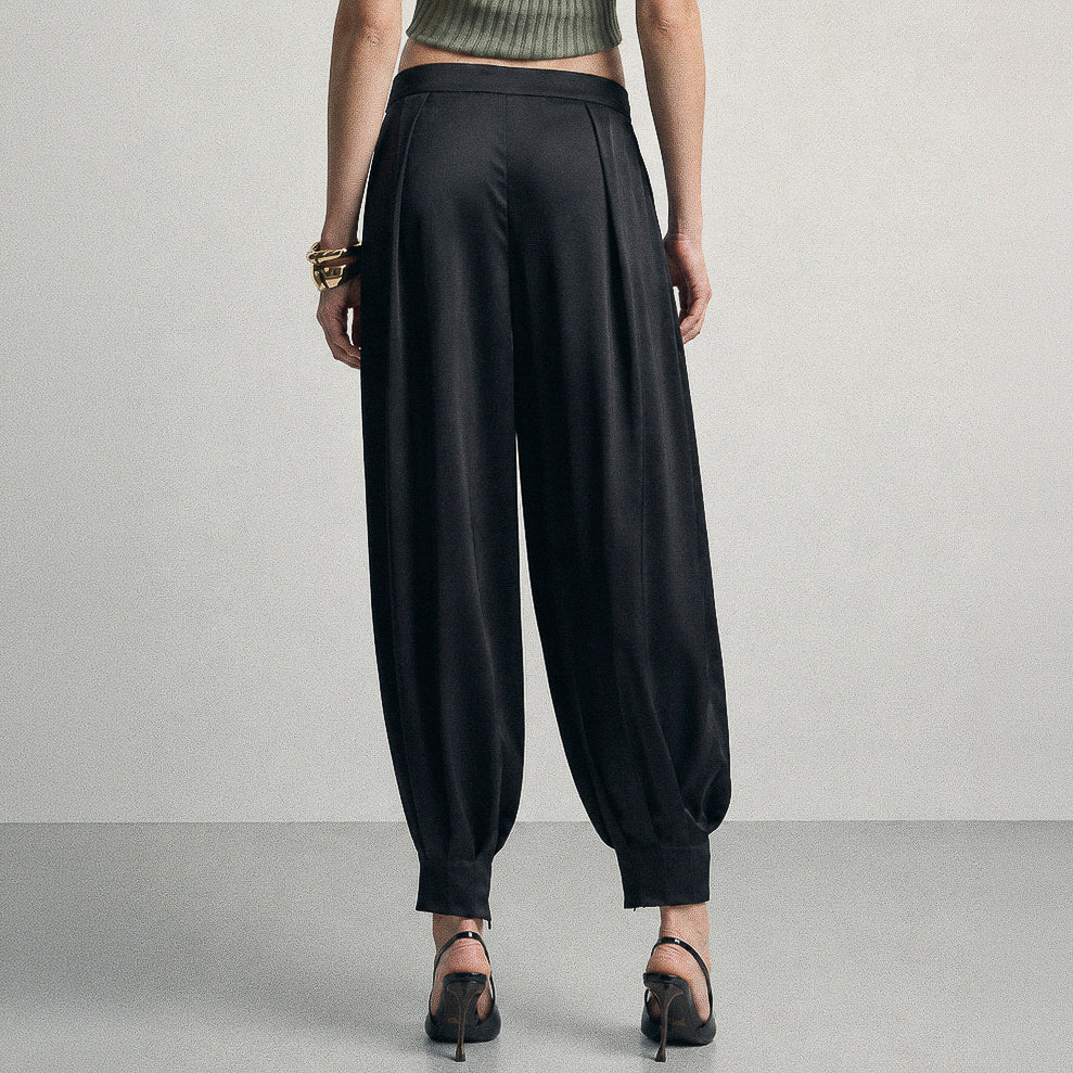 Pleated Satin Balloon Pants