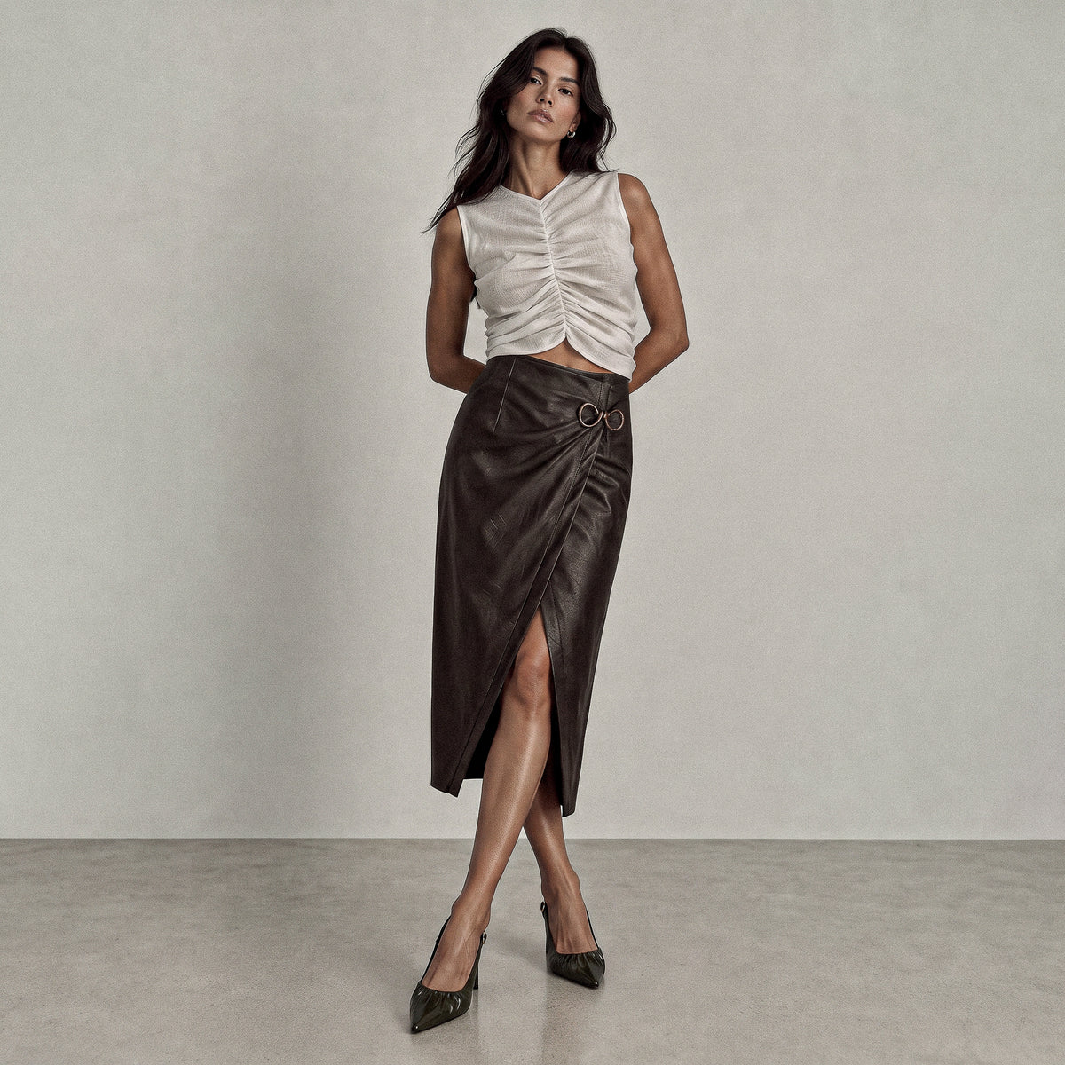 Flavia Italian Eco-Leather Skirt