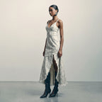 Python Frayed Hem Dress