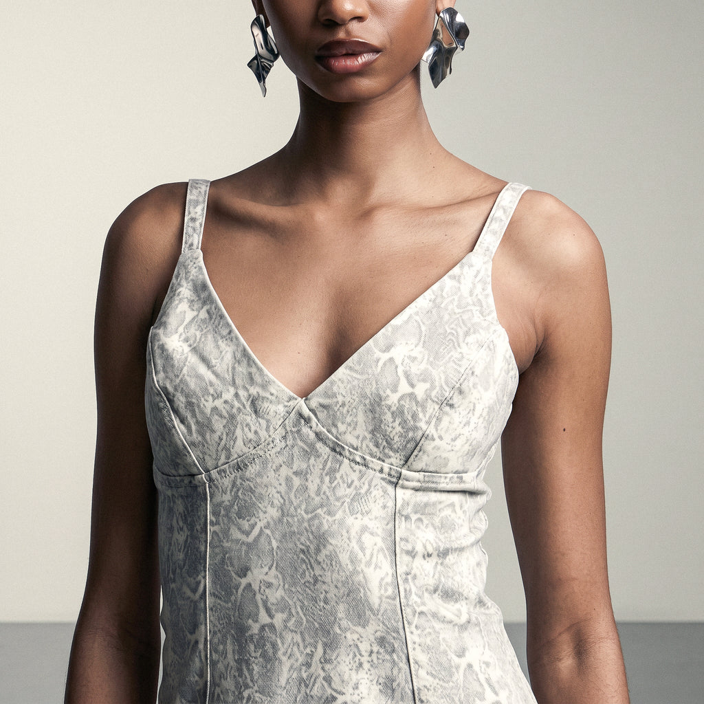 Python Frayed Hem Dress