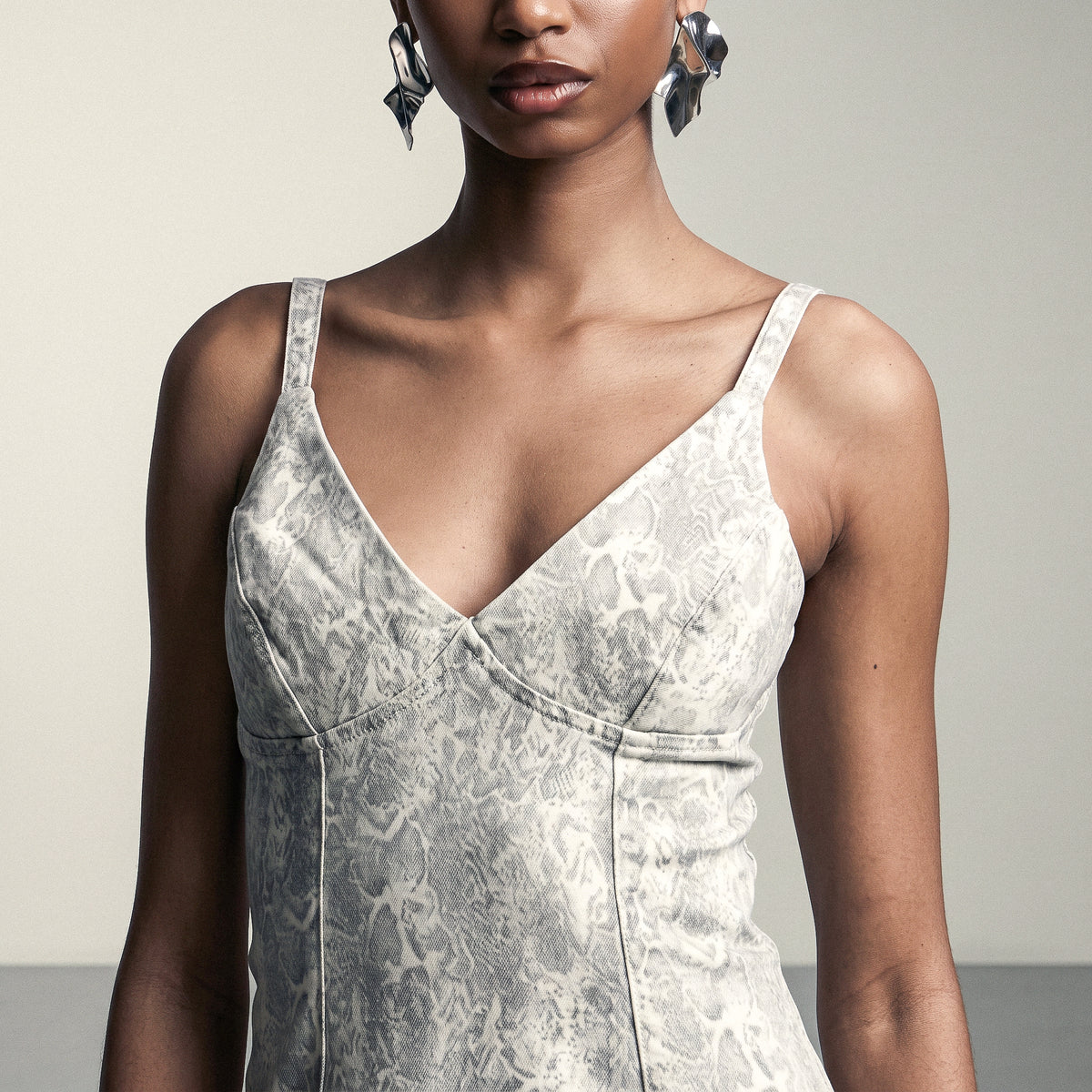 Python Frayed Hem Dress