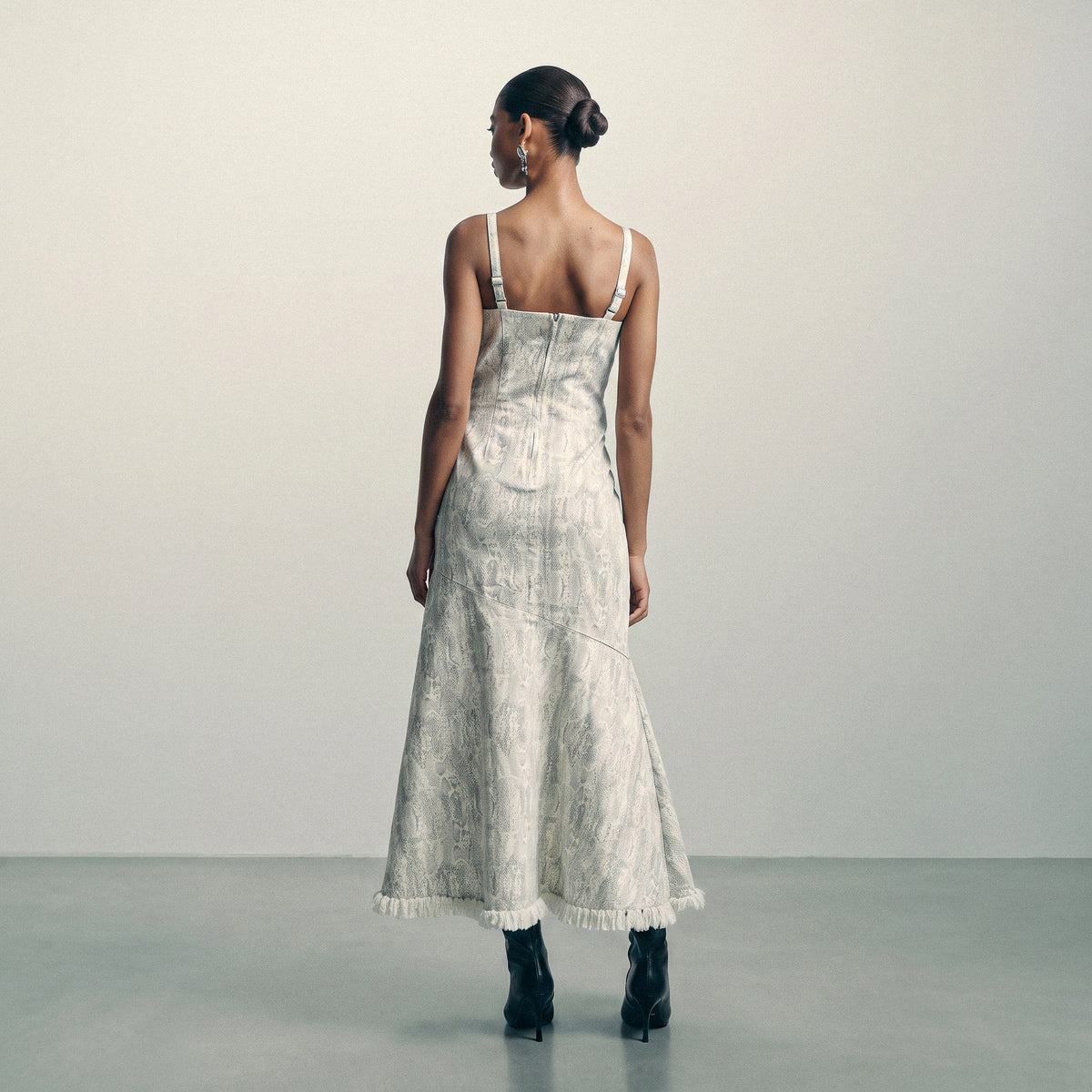 Python Frayed Hem Dress