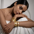 Sculptural Gold Bangle: Handmade Brass Bracelet Western Cuff DIORA