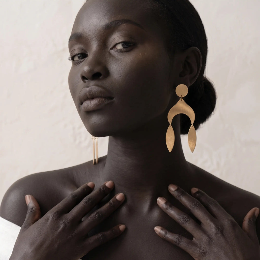 Gold Oversized Drop Earrings | Boho Statement jewelry DIORA