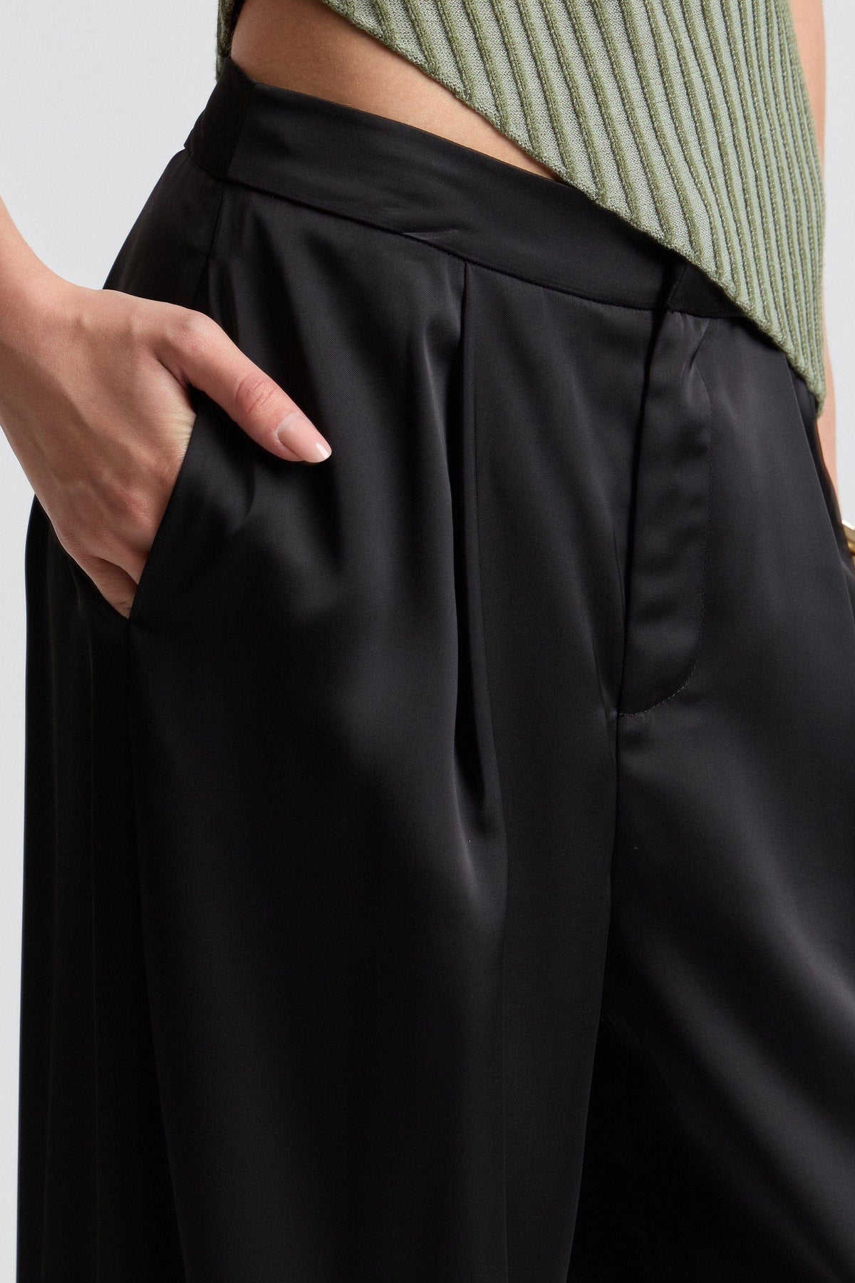 Pleated Satin Balloon Pants