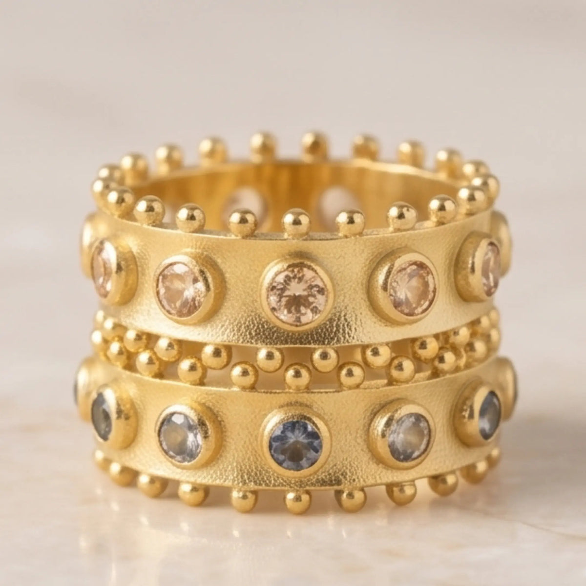 Stackable Ring Bands in Citrine Peridot Blue Topaz Garnet DIORA