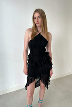 Ria Ruffle Mesh Midi Dress
