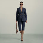Pinstripe Belted Blazer