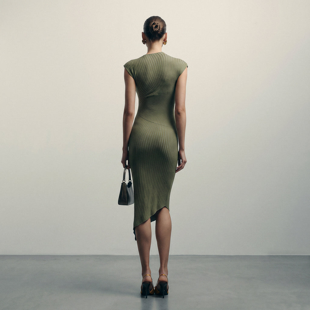 Asymmetric Midi Sweater Dress
