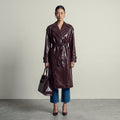 Croc-Embossed Maxi Trench Coat